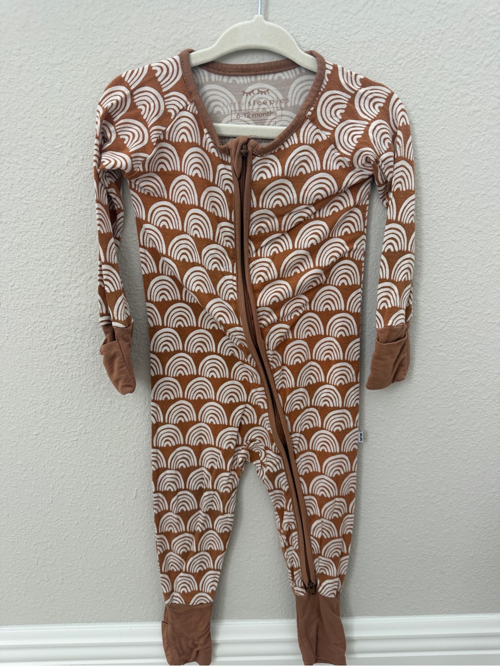 Little Sleepies Brown Rainbow Zip One-Piece Pajamas